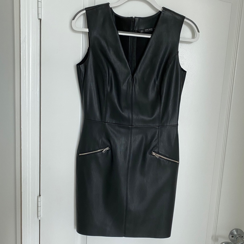 Faux Leather Dress with Zipper Detail